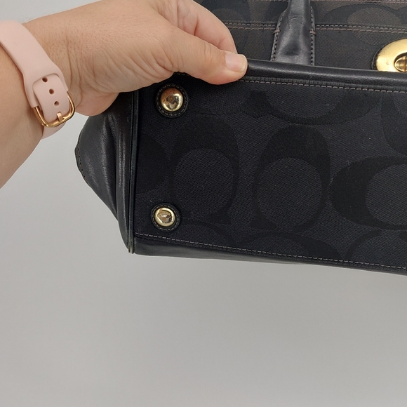 Coach 11559 Madeline Large Black Canvas Leather Shoulder Bag - Picture 4 of 9